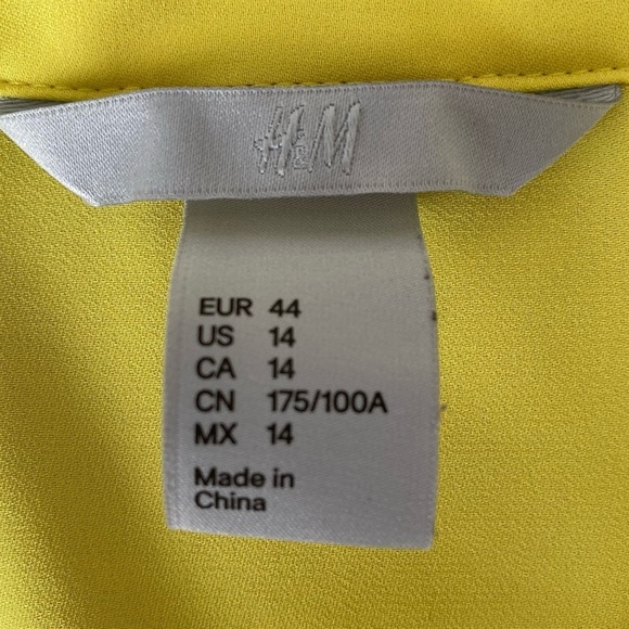 H&M Yellow 3/4 Sleeve Blouse Size 14 - Picture 11 of 14